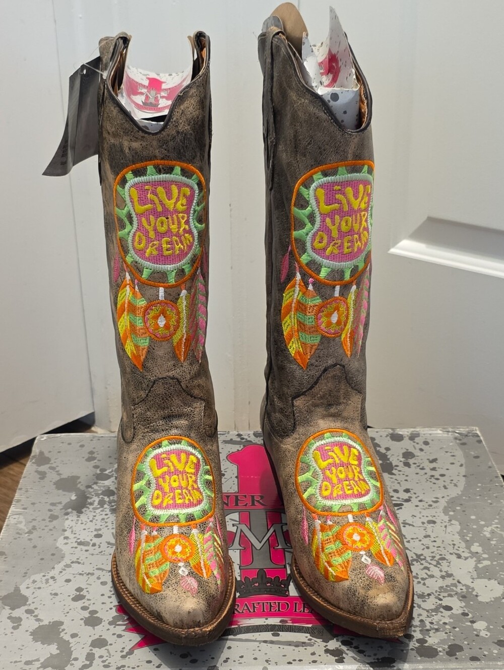 Embroidered Taupe Western Heeled Boots - Live Your Dream